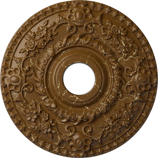 Ekena Millwork Rose Ceiling Medallion (Canopies up to 7 1/4"), 18"OD x 3 1/2"ID x 1 1/2"P, Smokey Topaz Crackle CM18ROSTC - main